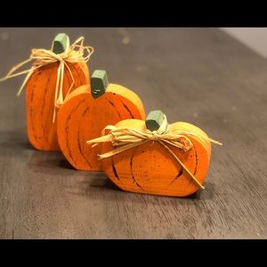 3pcs wooden pumpkin decor - 5”,7” & 8” -$12